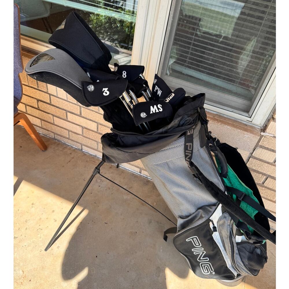 Complete Golf Club Set w/ PING Bag Wilson Irons 3-9 Woods 1 3 5 PING Putter